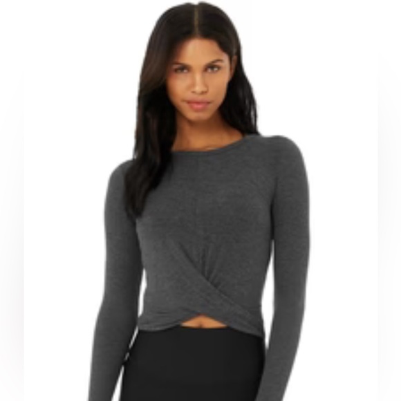 ALO Yoga Tops - Cover Long Sleeve Top (XS) Anthracite Heather